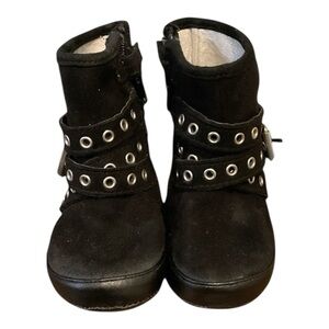 Stuart Weitzman Baby girl moto boots with eyelet buckles, size 3